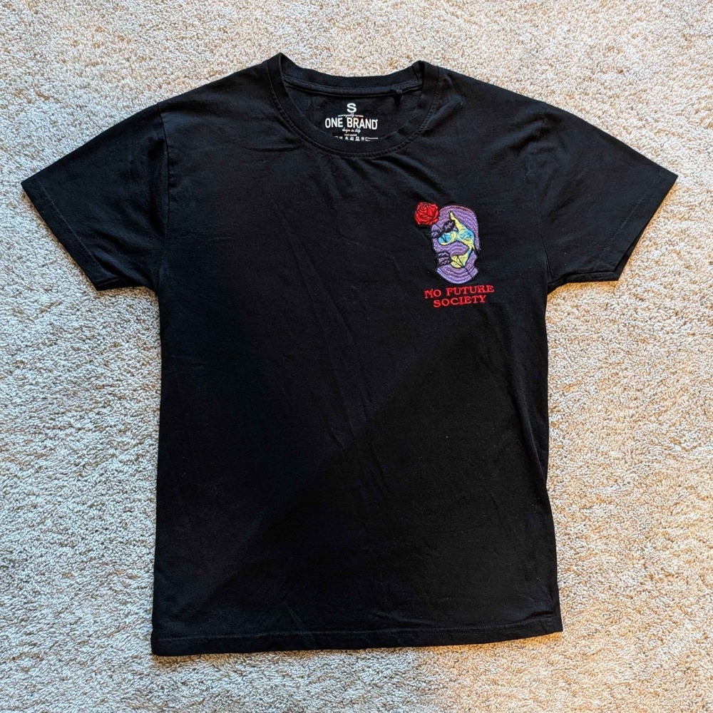 Custom No Future Society Embroidered Small T-Shirt Streetwear / Y2K